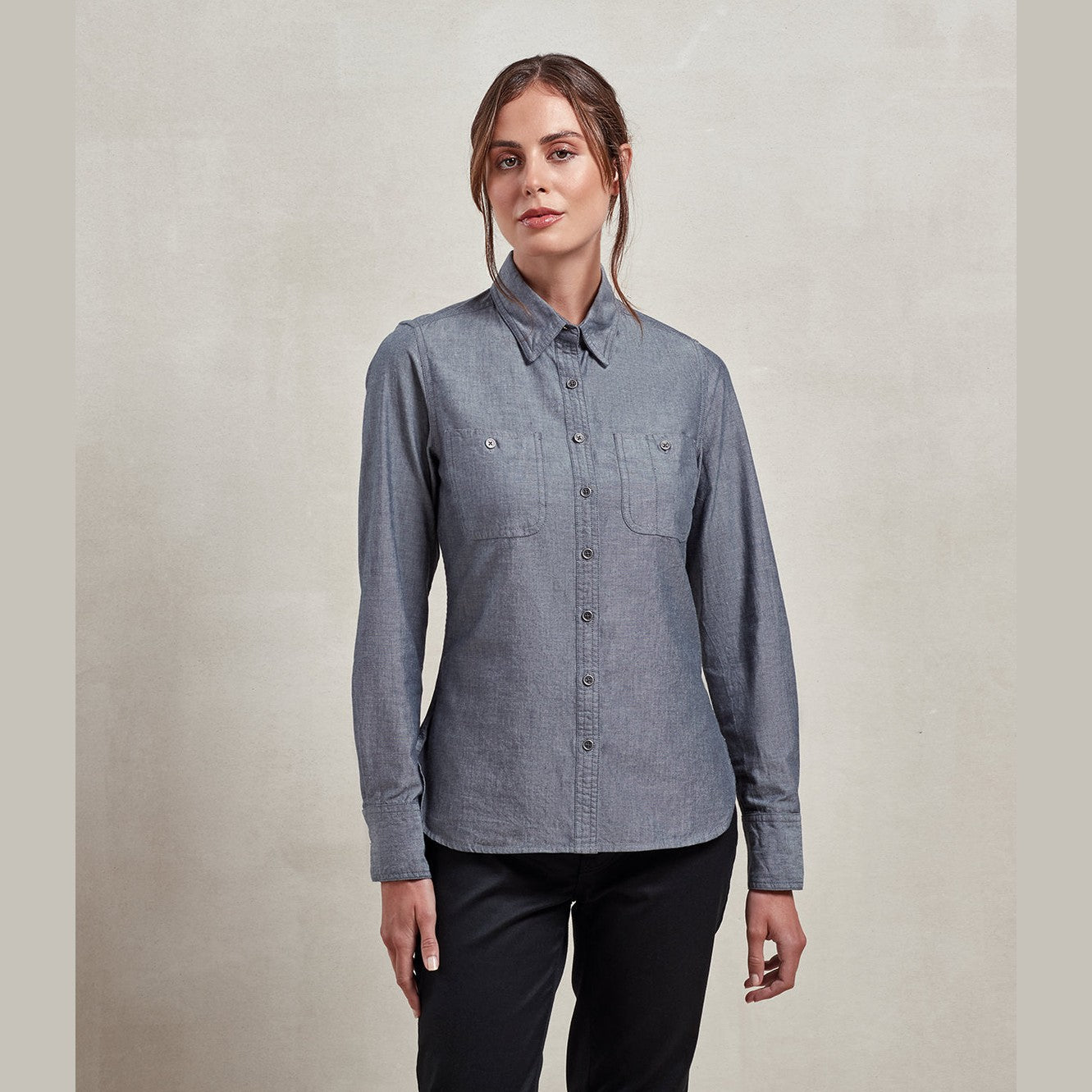 Grey Denim Women's Chambray shirt, organic and Fairtrade