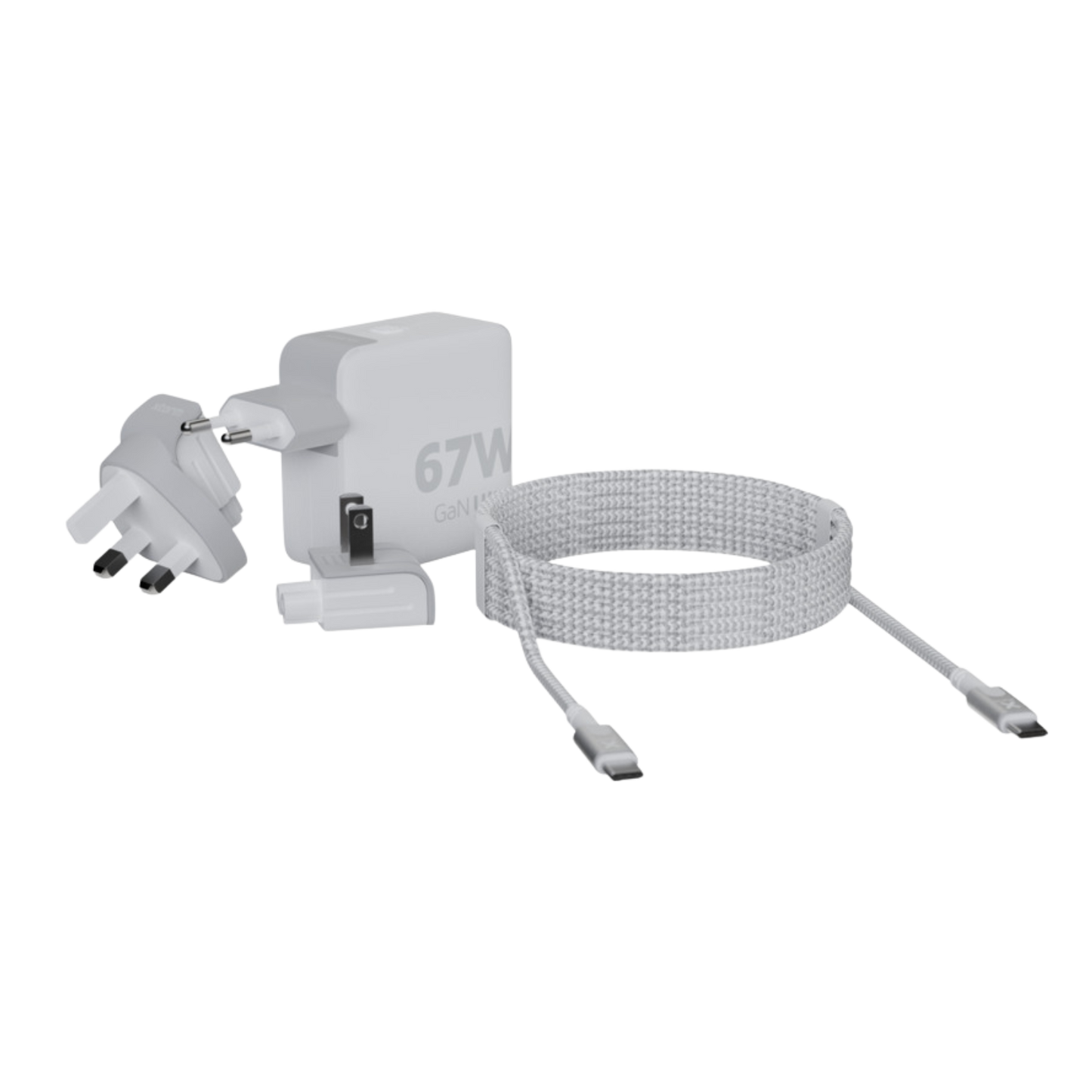 Xtorm XVC2067 GaN Ultra 67W travel charger with 100W USB-C PD cable - White