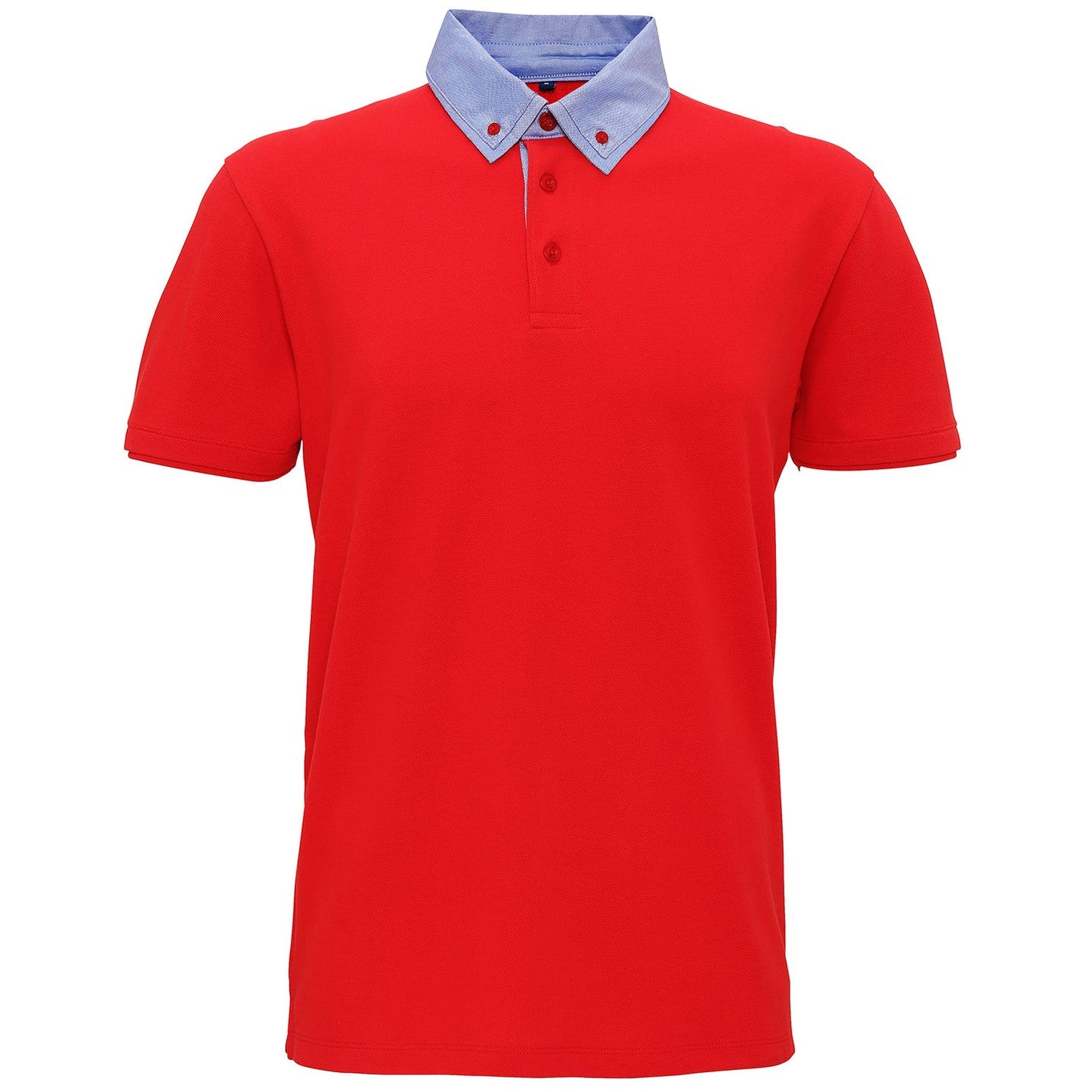 Men's chambray button-down collar polo