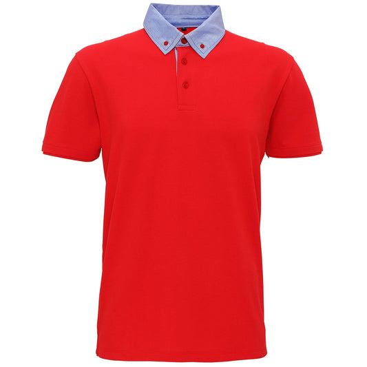 Men's chambray button-down collar polo