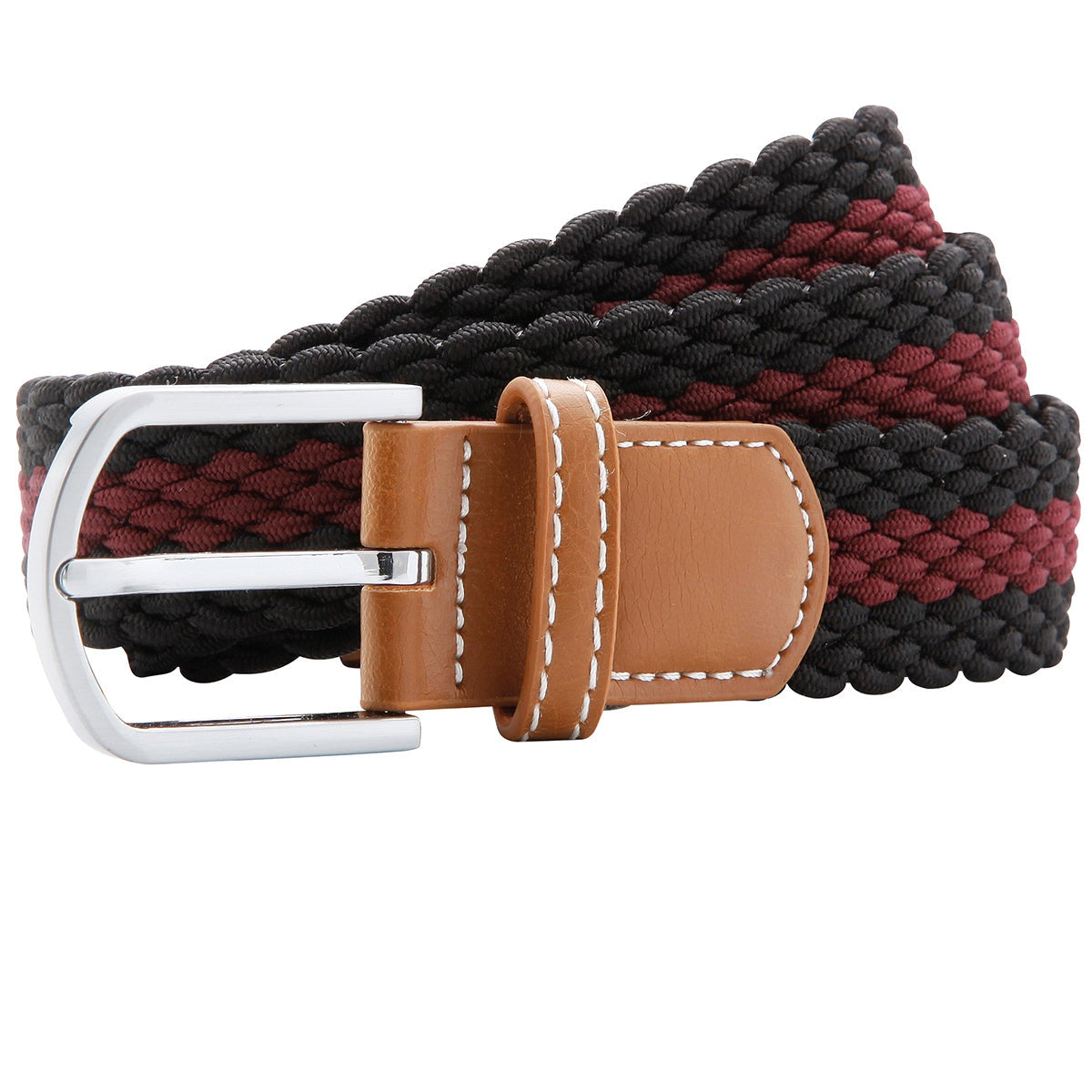 Two-colour stripe braid stretch belt