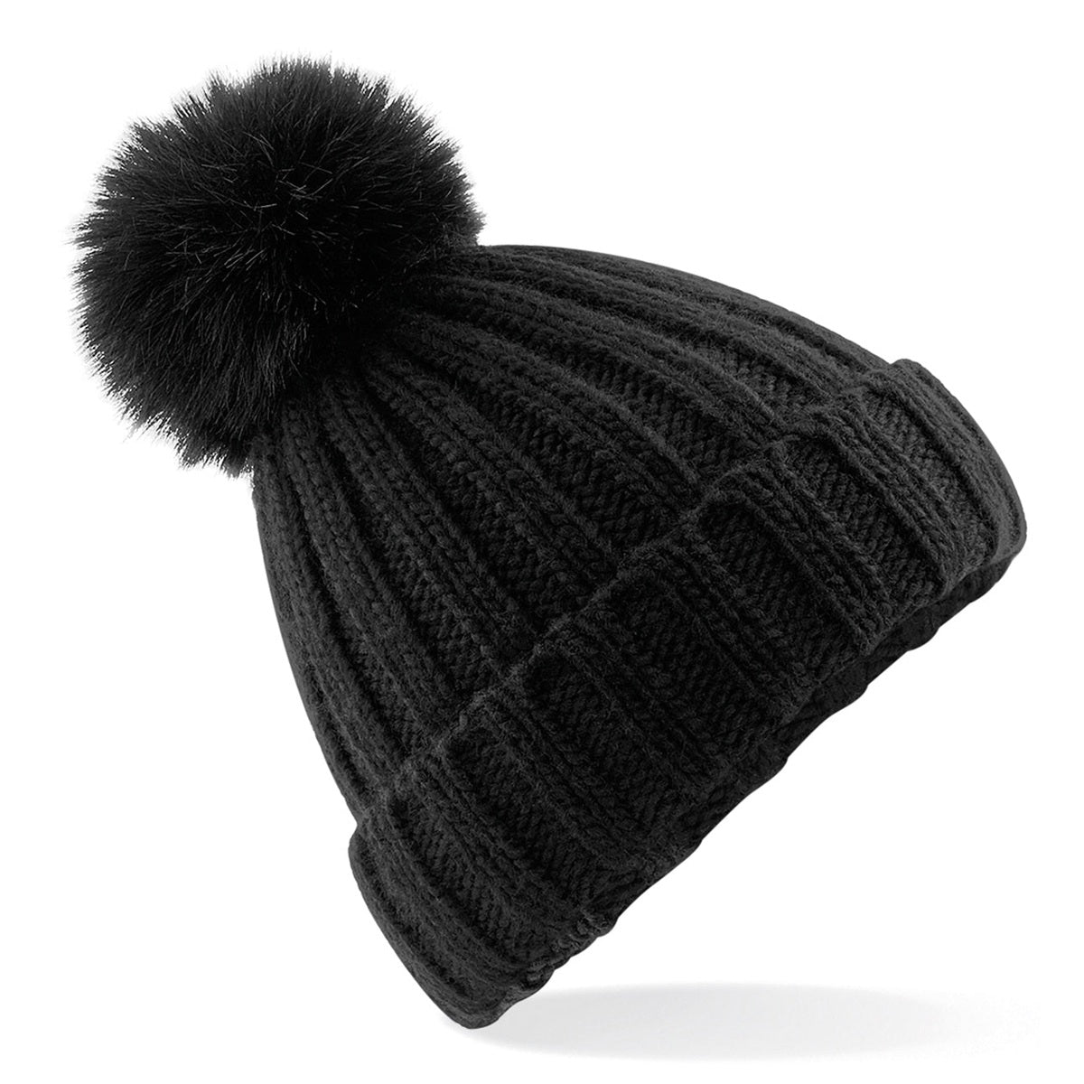 Verbier fur pop pom chunky beanie