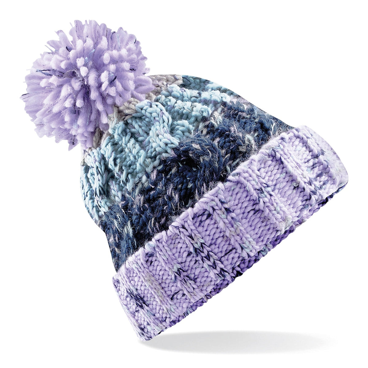Corkscrew pom pom beanie