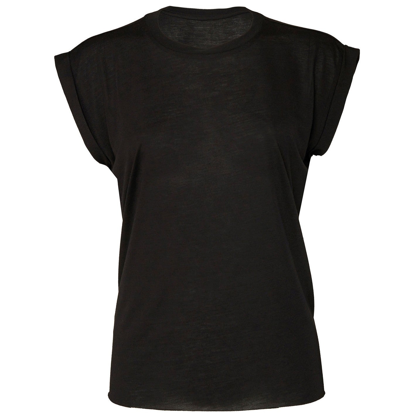 Women's flowy muscle tee with rolled cuff