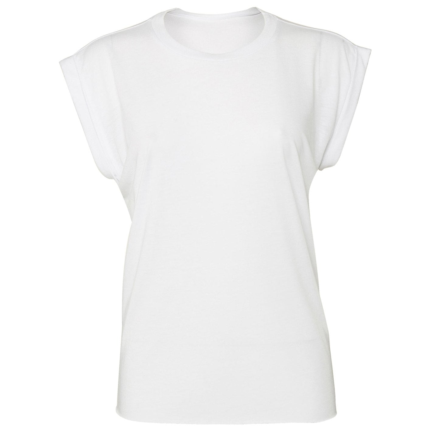 Women's flowy muscle tee with rolled cuff