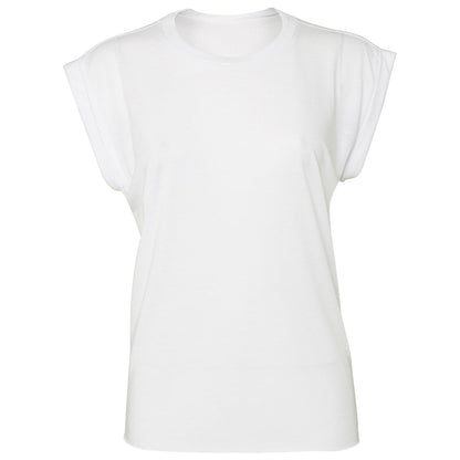 Women's flowy muscle tee with rolled cuff