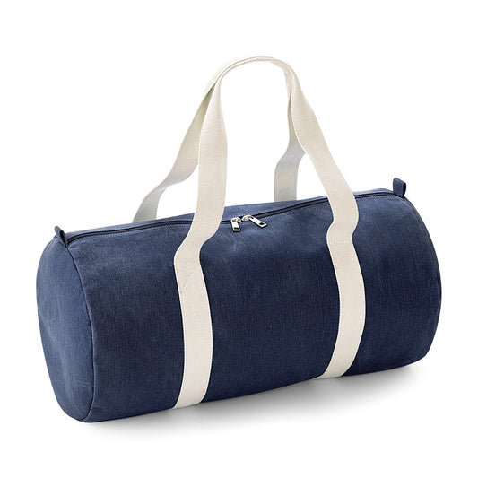 Denim barrel bag