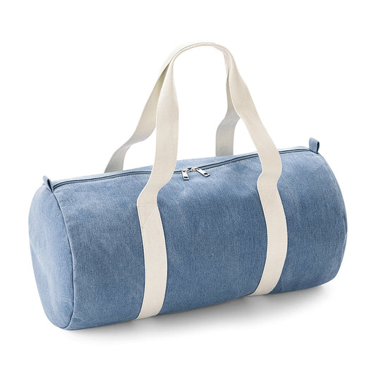 Denim barrel bag
