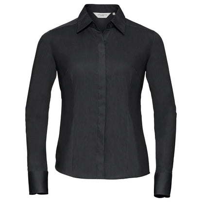 Women's long sleeve polycotton easycare fitted poplin shirt