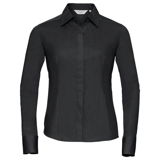 Women's long sleeve polycotton easycare fitted poplin shirt
