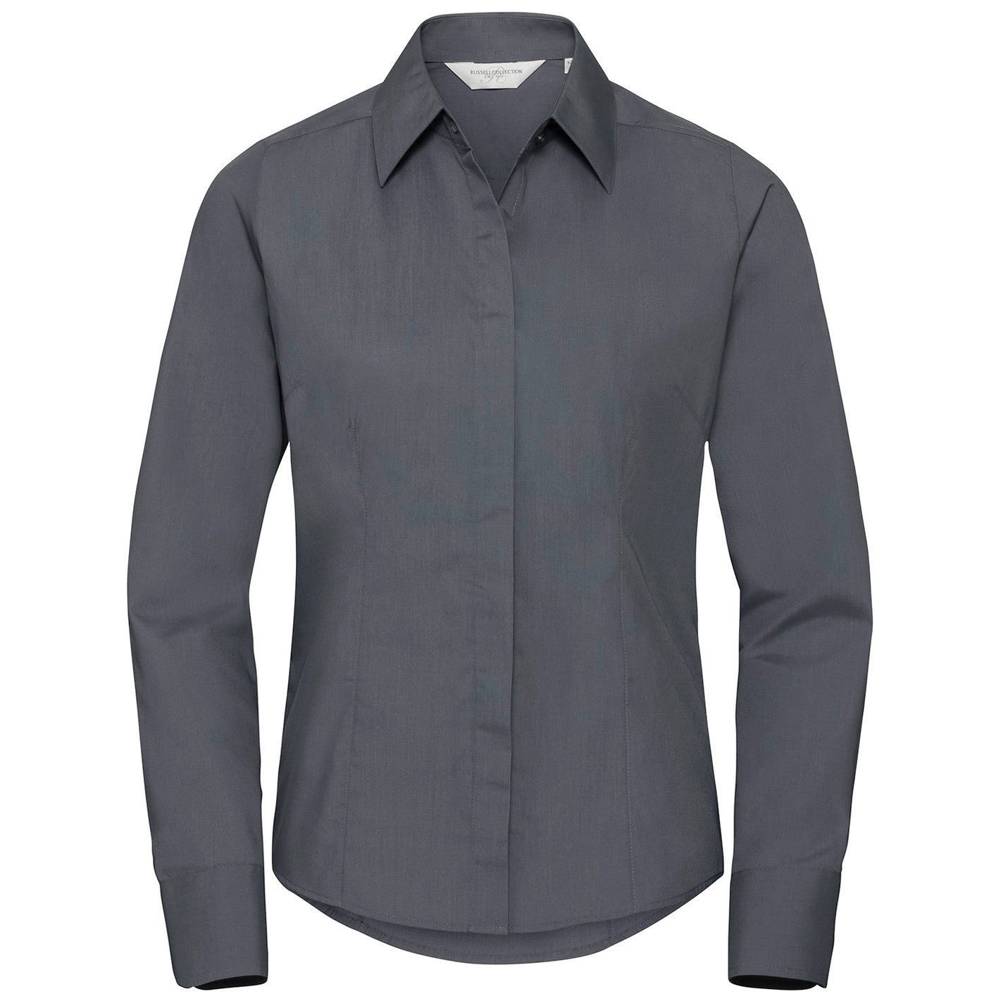 Women's long sleeve polycotton easycare fitted poplin shirt