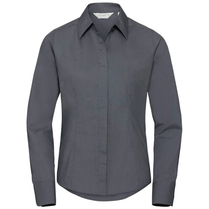 Women's long sleeve polycotton easycare fitted poplin shirt