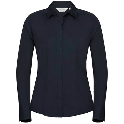 Women's long sleeve polycotton easycare fitted poplin shirt