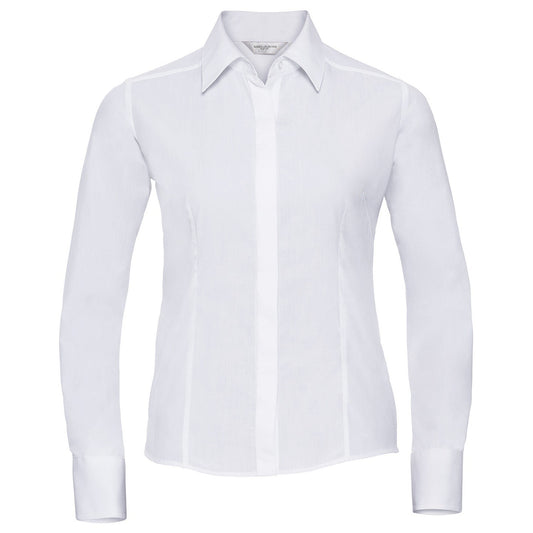 Women's long sleeve polycotton easycare fitted poplin shirt
