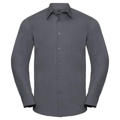 Long sleeve polycotton easycare fitted poplin shirt