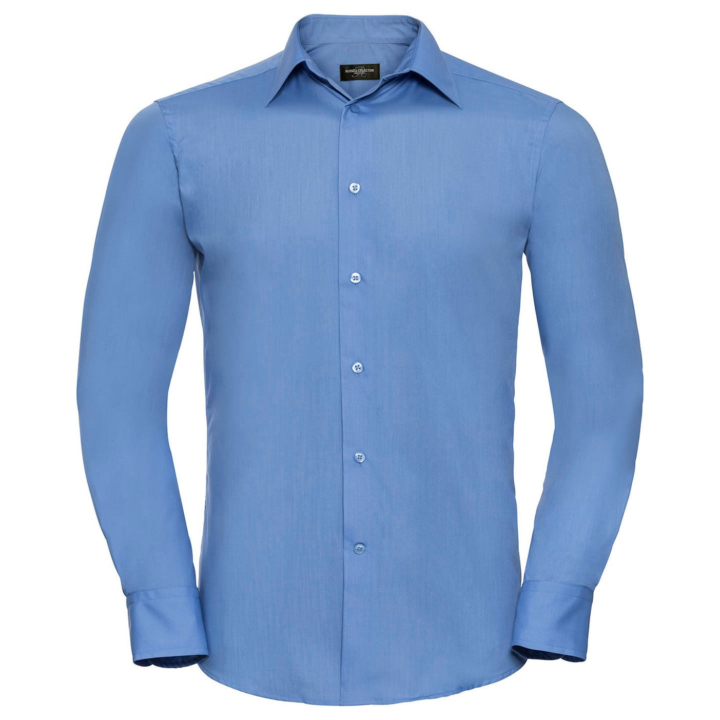 Long sleeve polycotton easycare fitted poplin shirt
