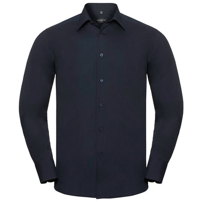Long sleeve polycotton easycare fitted poplin shirt
