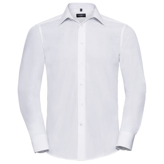 Long sleeve polycotton easycare fitted poplin shirt