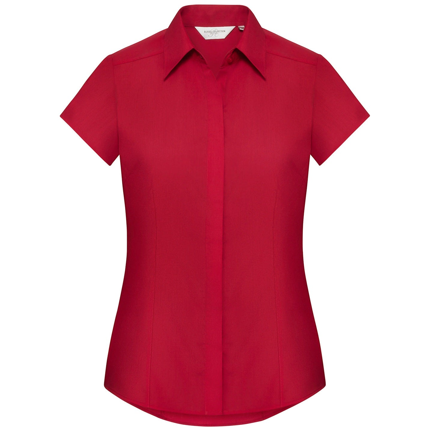 Women's cap sleeve polycotton easycare fitted poplin shirt