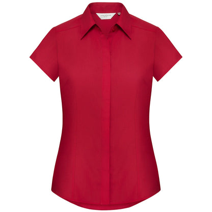 Women's cap sleeve polycotton easycare fitted poplin shirt