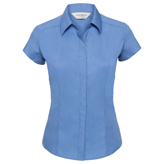 Women's cap sleeve polycotton easycare fitted poplin shirt