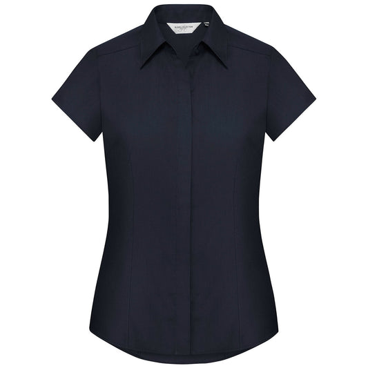 Women's cap sleeve polycotton easycare fitted poplin shirt
