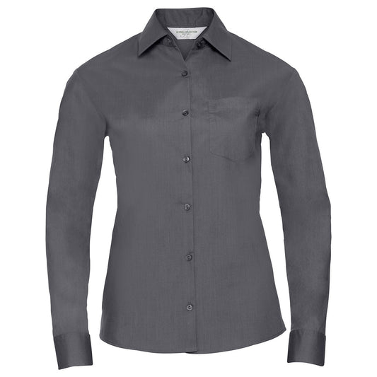 Women's long sleeve polycotton easycare poplin shirt