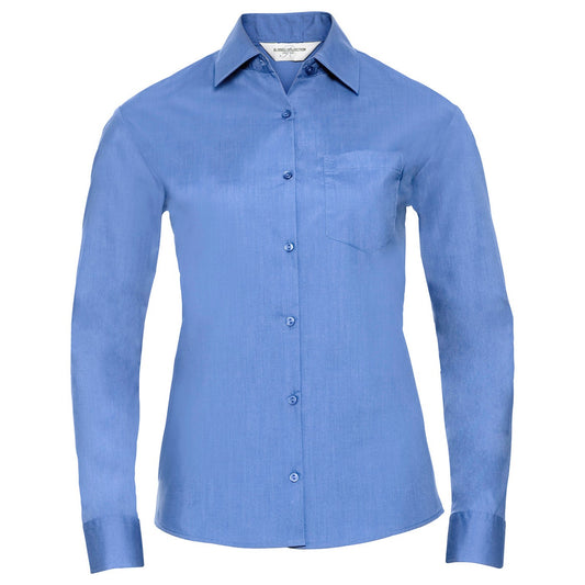 Women's long sleeve polycotton easycare poplin shirt