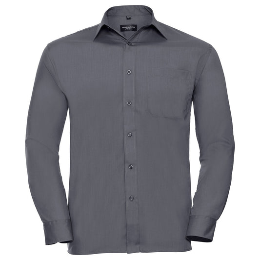 Long sleeve polycotton easycare poplin shirt