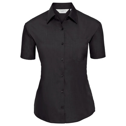 Women's short sleeve polycotton easycare poplin shirt