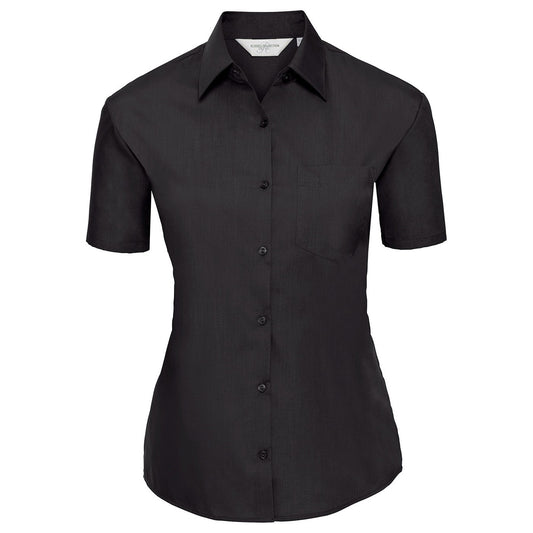 Women's short sleeve polycotton easycare poplin shirt