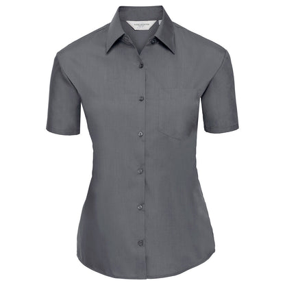 Women's short sleeve polycotton easycare poplin shirt