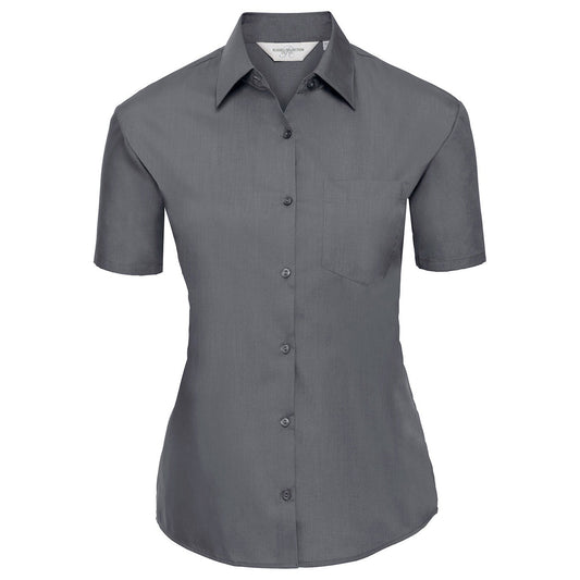 Women's short sleeve polycotton easycare poplin shirt