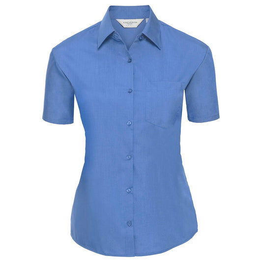 Women's short sleeve polycotton easycare poplin shirt