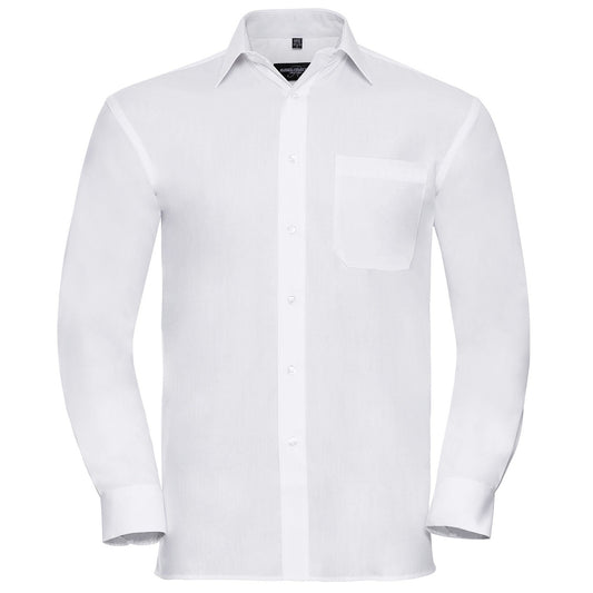 Long sleeve pure cotton easycare poplin shirt