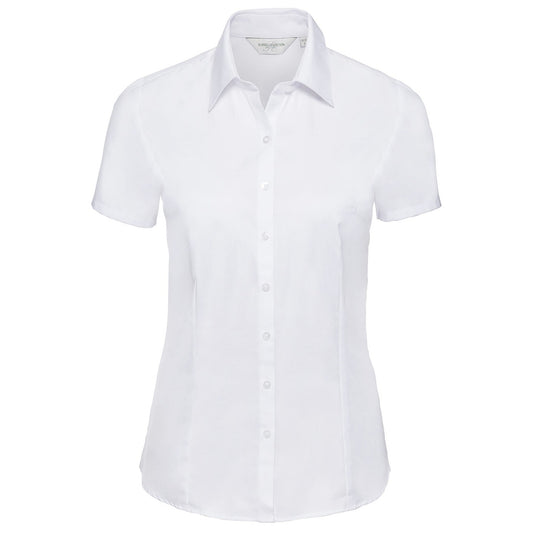 Women's short sleeve herringbone shirt