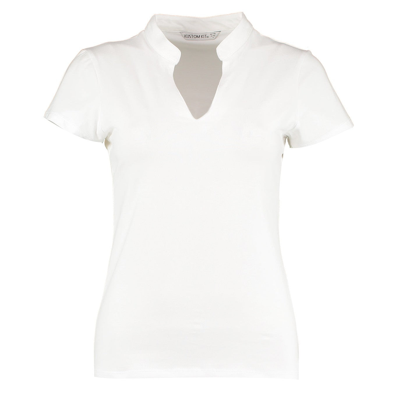 Women's corporate short-sleeved top v-neck mandarin collar (regular fit)