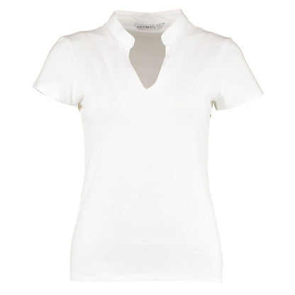 Women's corporate short-sleeved top v-neck mandarin collar (regular fit)