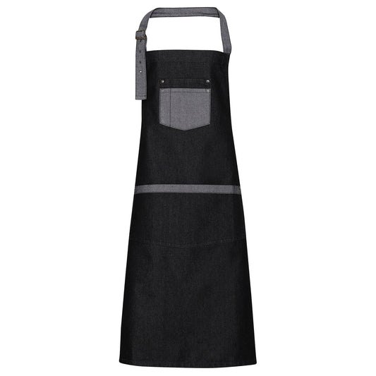 Domain contrast denim bib apron
