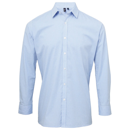 Microcheck (Gingham) long sleeve cotton shirt