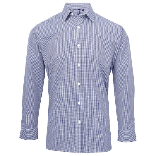 Microcheck (Gingham) long sleeve cotton shirt
