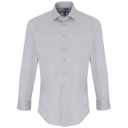 Stretch fit cotton poplin long sleeve shirt