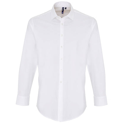 Stretch fit cotton poplin long sleeve shirt