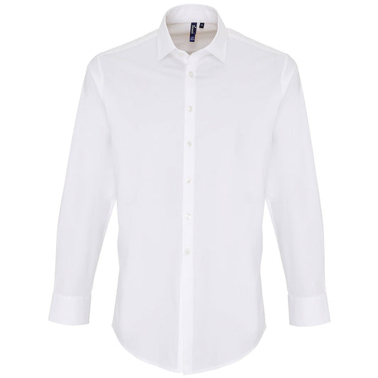 Stretch fit cotton poplin long sleeve shirt