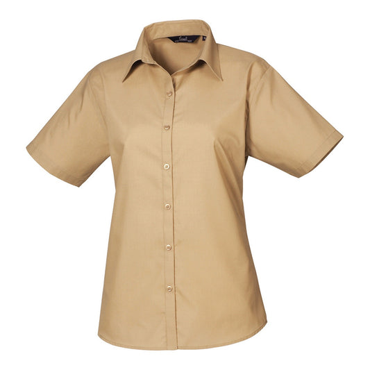 Women's short sleeve poplin blouse