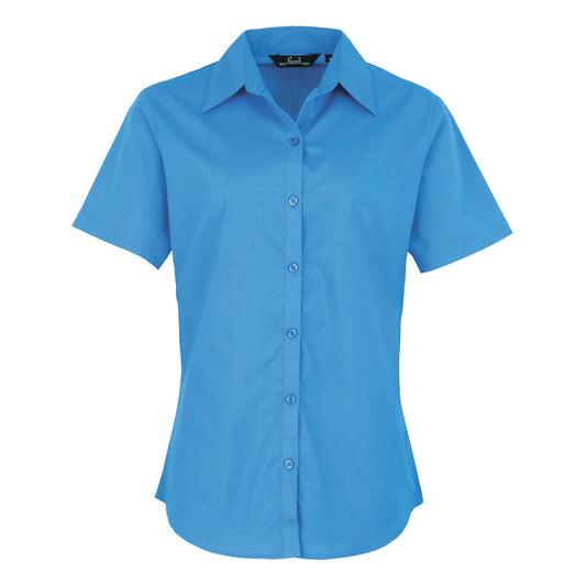 Women's short sleeve poplin blouse