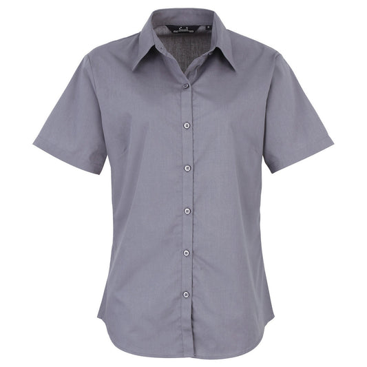 Women's short sleeve poplin blouse