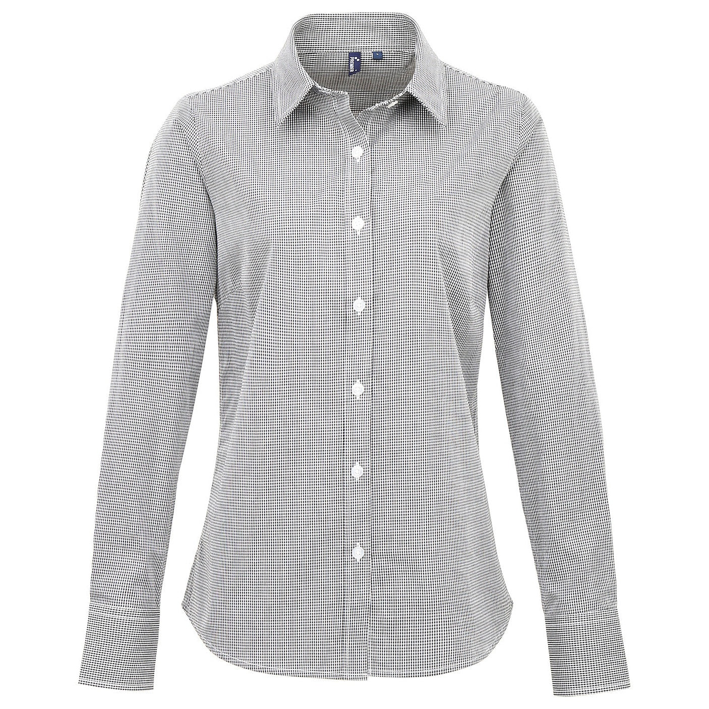 Women's Microcheck (Gingham) long sleeve cotton shirt