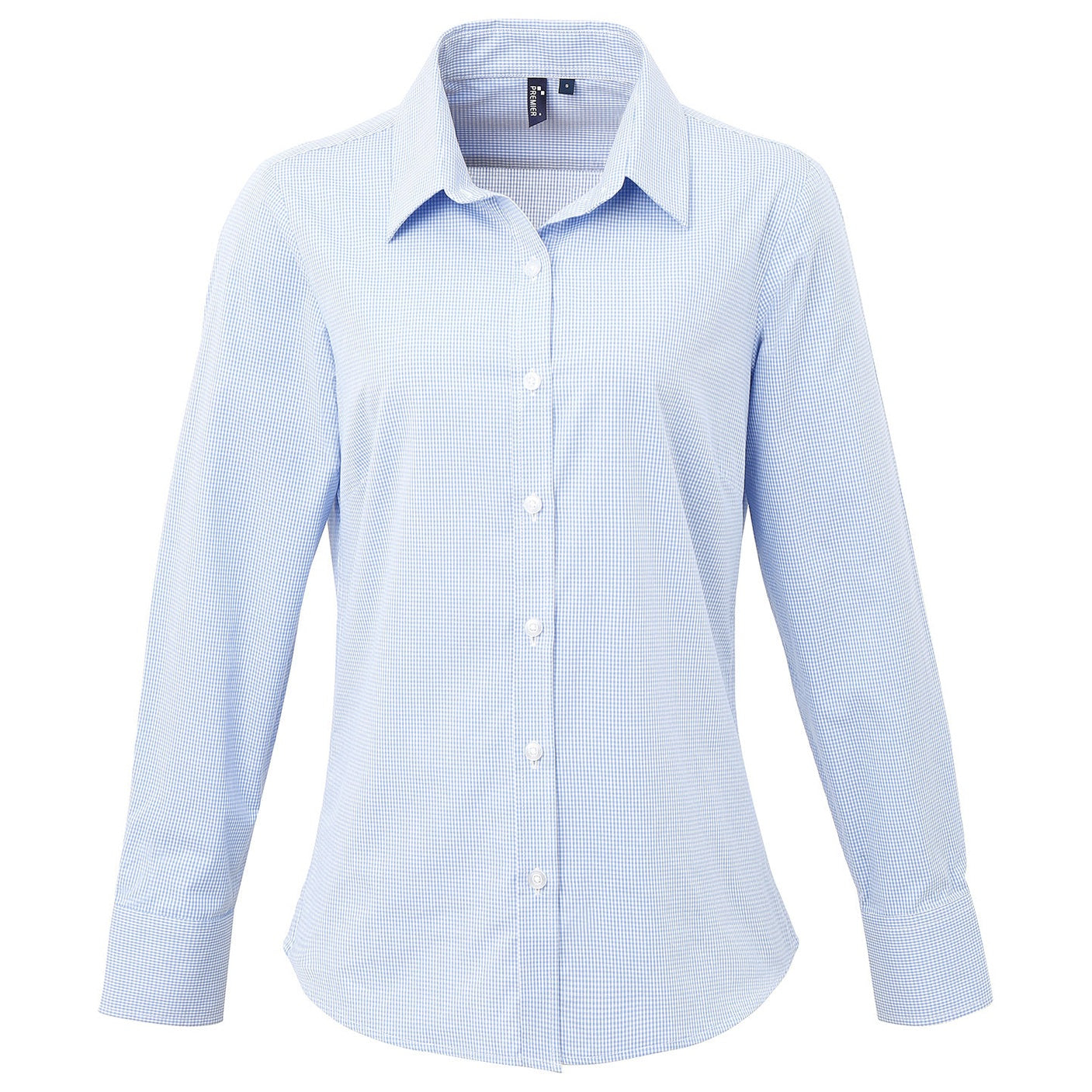 Women's Microcheck (Gingham) long sleeve cotton shirt