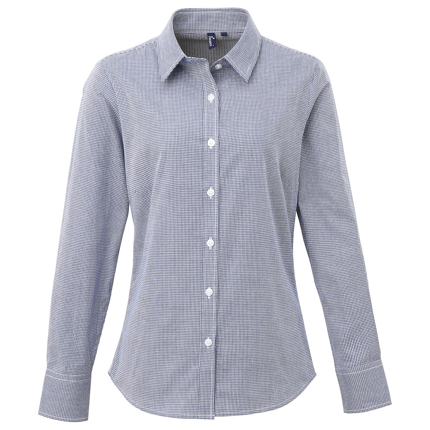 Women's Microcheck (Gingham) long sleeve cotton shirt